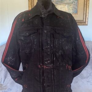 Men’s Jordan Craig Legacy Edition Distressed black Denim, Large, (Wildfire)